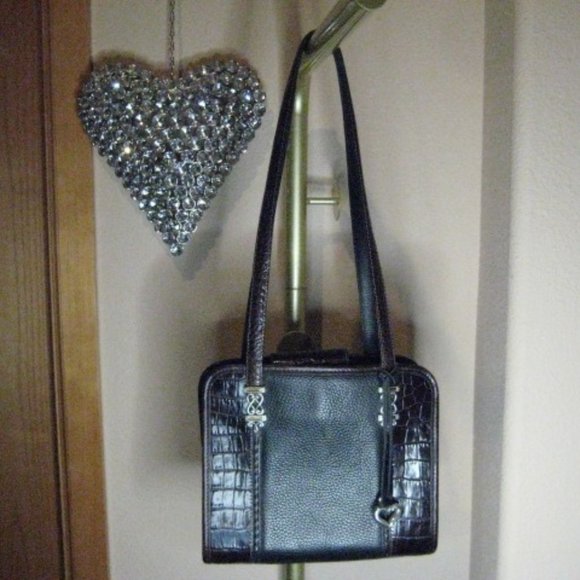Brighton black with brown croc embossing purse handbag - Picture 1 of 7